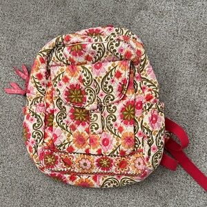 Vera Bradley Pink and Green Floral Backpack Medium Size